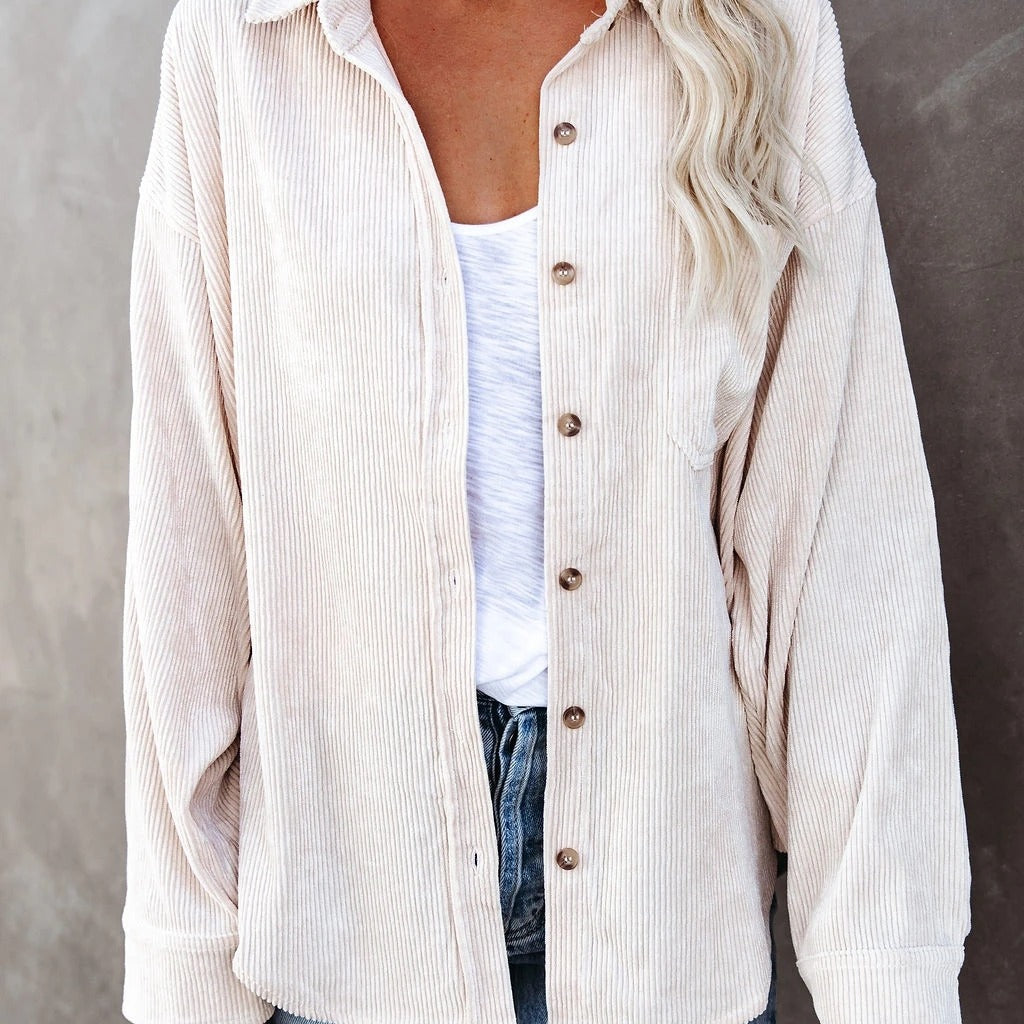 Damer cordbluse i afslappet oversized-snit Stilla