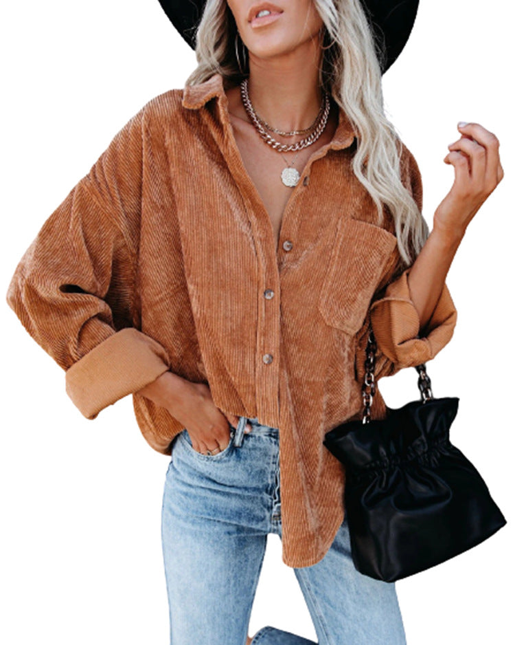 Damer cordbluse i afslappet oversized-snit Stilla