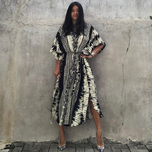 Dame Kaftan med boho-inspireret mønster og løs pasform Stilla