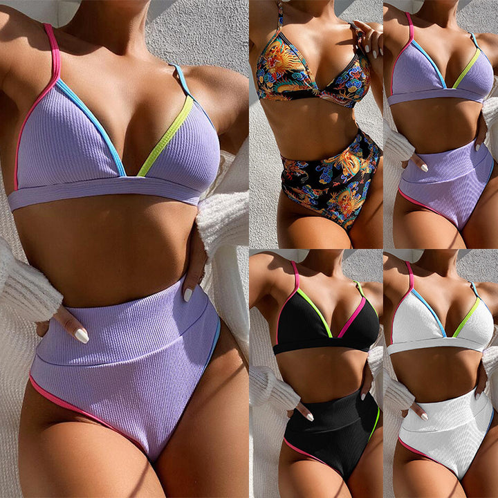 Dame højtaljet bikini sæt med kontrastfarvede accenter Stilla