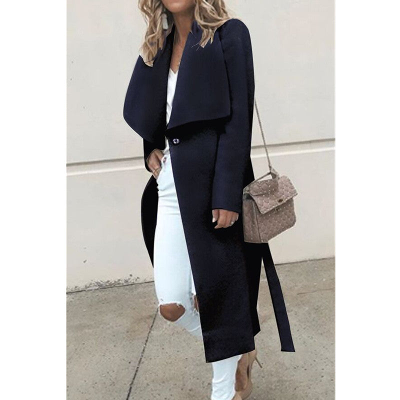 Dame moderne trenchcoat med asymmetrisk krave Stilla