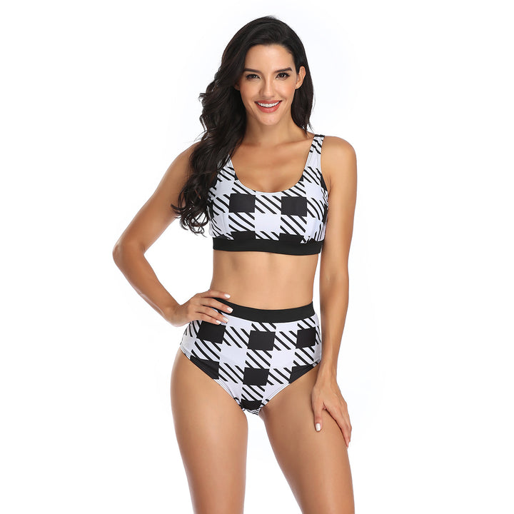 Damer sporty bikini sæt med høj talje og stilfuldt camouflage mønster Skovae