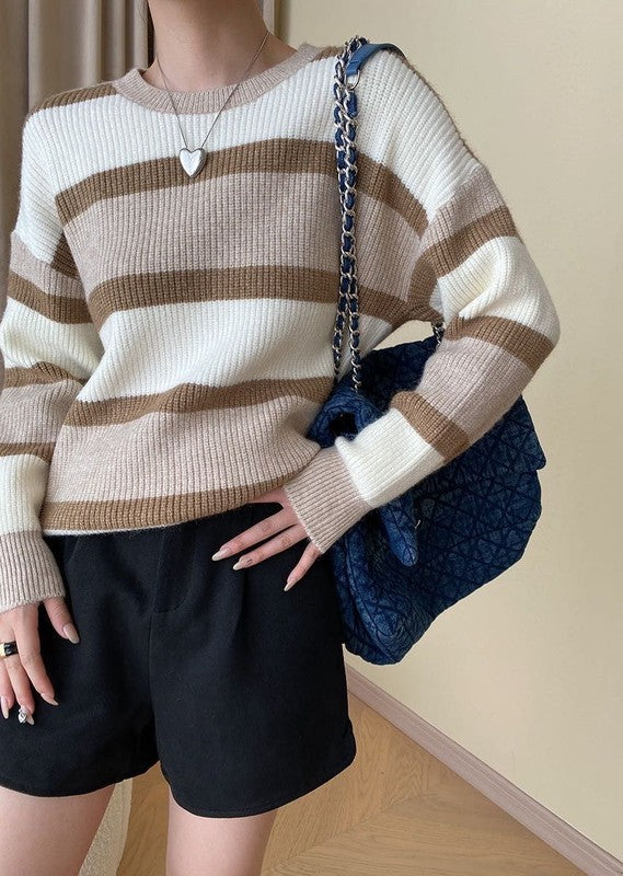 Stilla | Stribet Pullover Med Rund Halsudskæring
