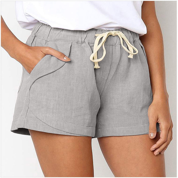 Dame Luftige Linned-Shorts med Snøre og Sidelommer Stilla