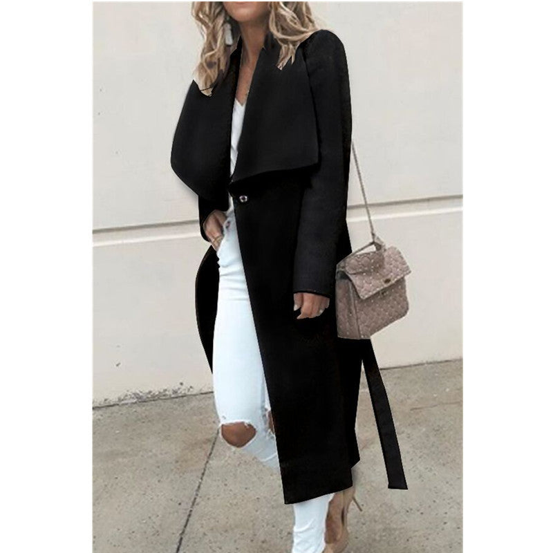 Dame moderne trenchcoat med asymmetrisk krave Stilla
