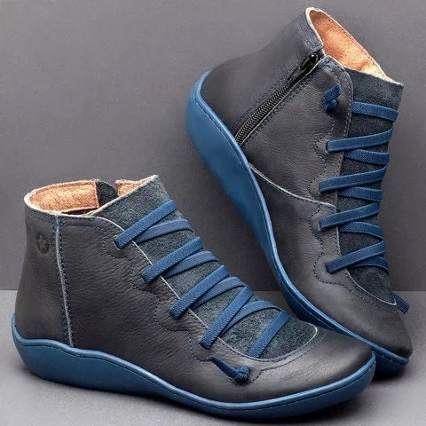 Dame Bløde Læder-Sneakers med moderigtigt Stretcheinsatz og praktisk Lynlås Stilla