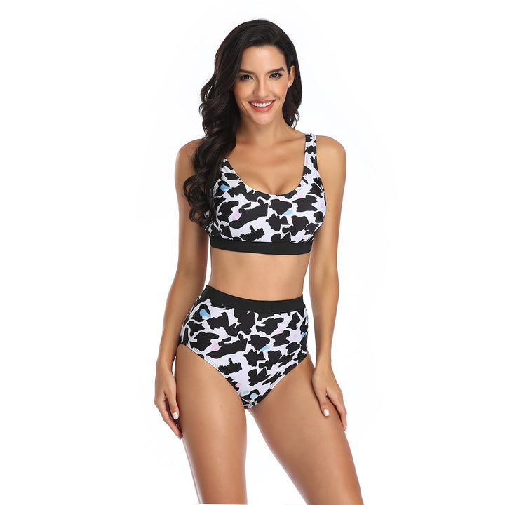 Damer sporty bikini sæt med høj talje og stilfuldt camouflage mønster Skovae