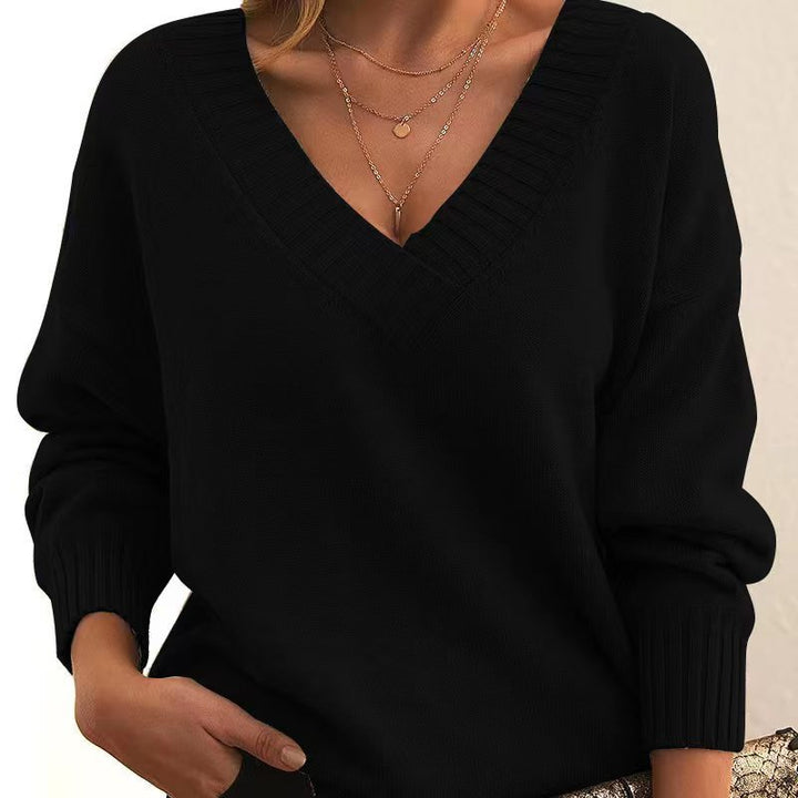 Stilla | Læder V-Udskæring Pullover til Kvinder
