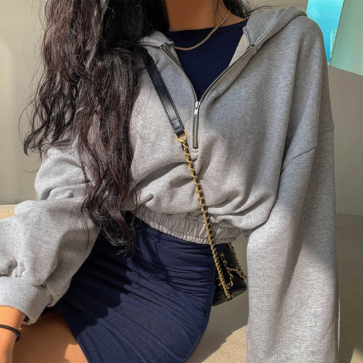Kvinder cropped sweatshirt med lynlås Stilla