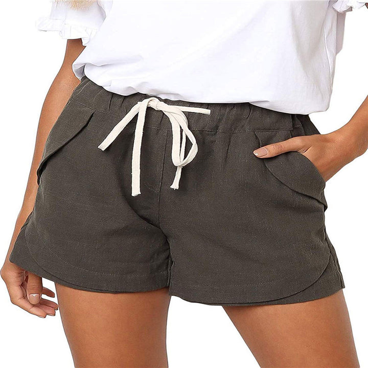Dame Luftige Linned-Shorts med Snøre og Sidelommer Stilla