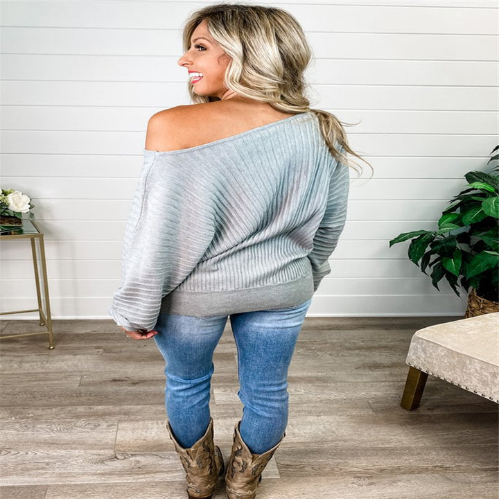 Dame Casual Sweatshirt med Rib Struktur Stilla