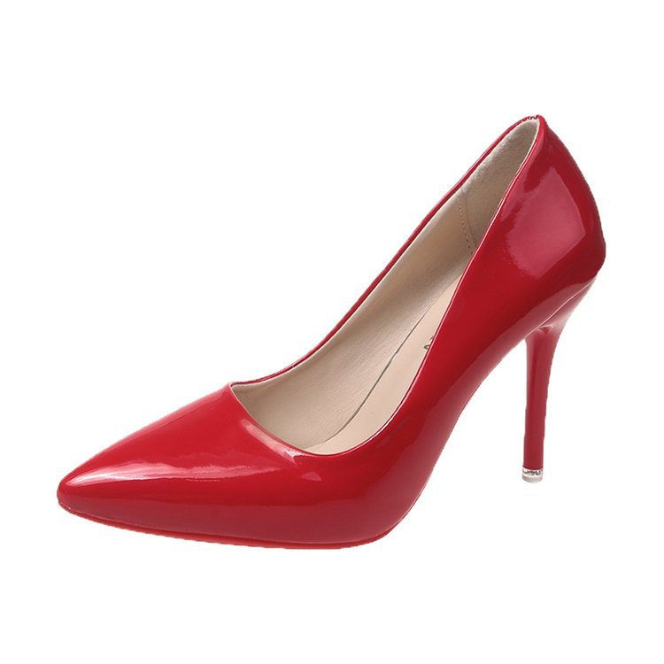 Dame High-Heel Pumps med skinnende overflade og spids design Stilla