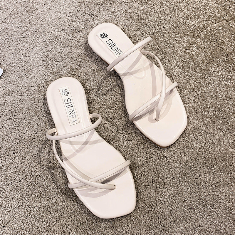 Dame minimalistiske flip-flops med dobbelt remdesign og ergonomisk fodbede Stilla