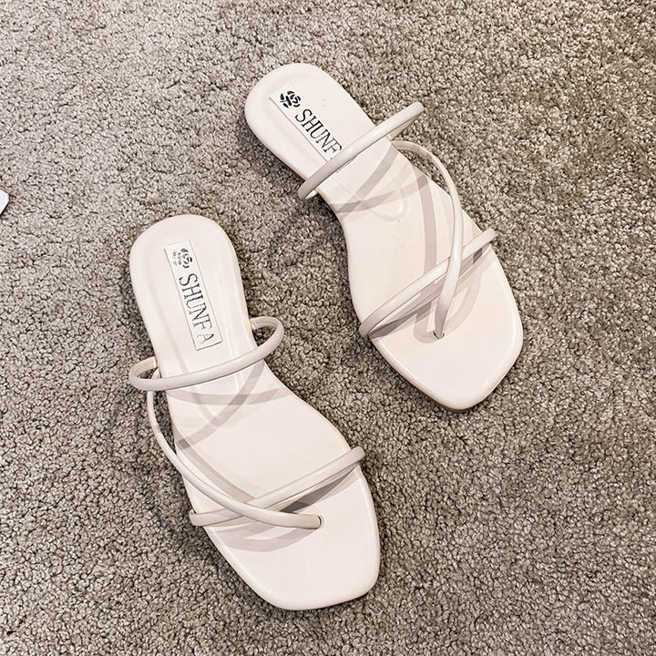 Dame minimalistiske flip-flops med dobbelt remdesign og ergonomisk fodbede Stilla