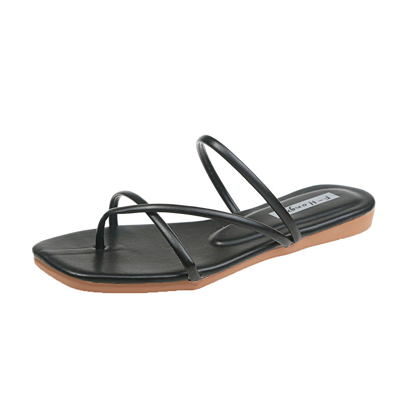 Dame minimalistiske flip-flops med dobbelt remdesign og ergonomisk fodbede Stilla