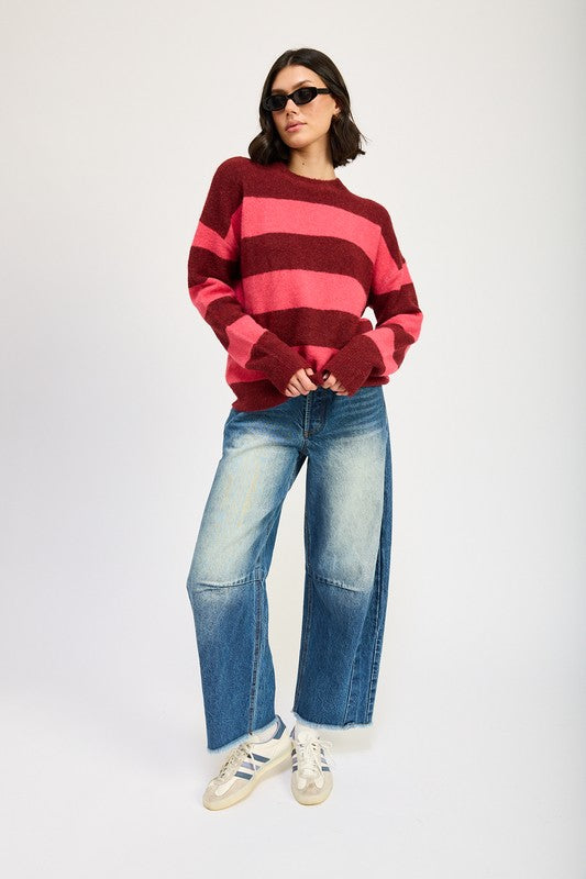 Stilla | Pullover Oversize Med Striber