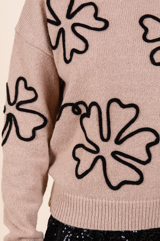 Stilla | Strikpullover Plus Med Blomsterbroderi