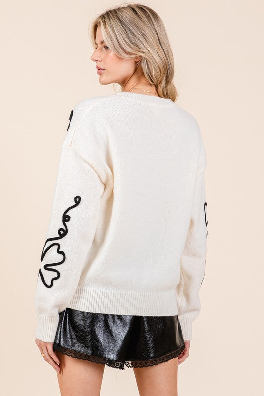 Stilla | Strikpullover Plus Med Blomsterbroderi