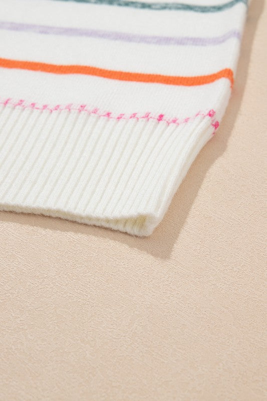 Stilla | Pullover med farverige striber og ribkant