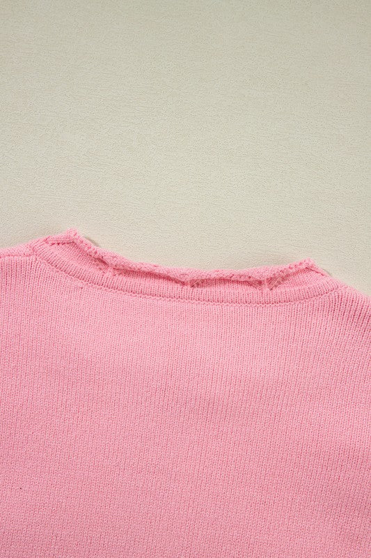 Stilla | Strikpullover med udskæring og blomsterprint
