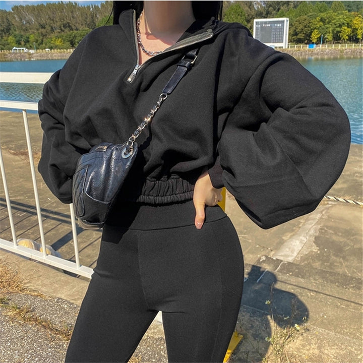Kvinder cropped sweatshirt med lynlås Stilla