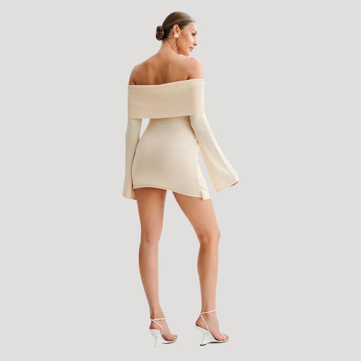 Stilla | Kvinders Off Shoulder Strik Mini Kjole