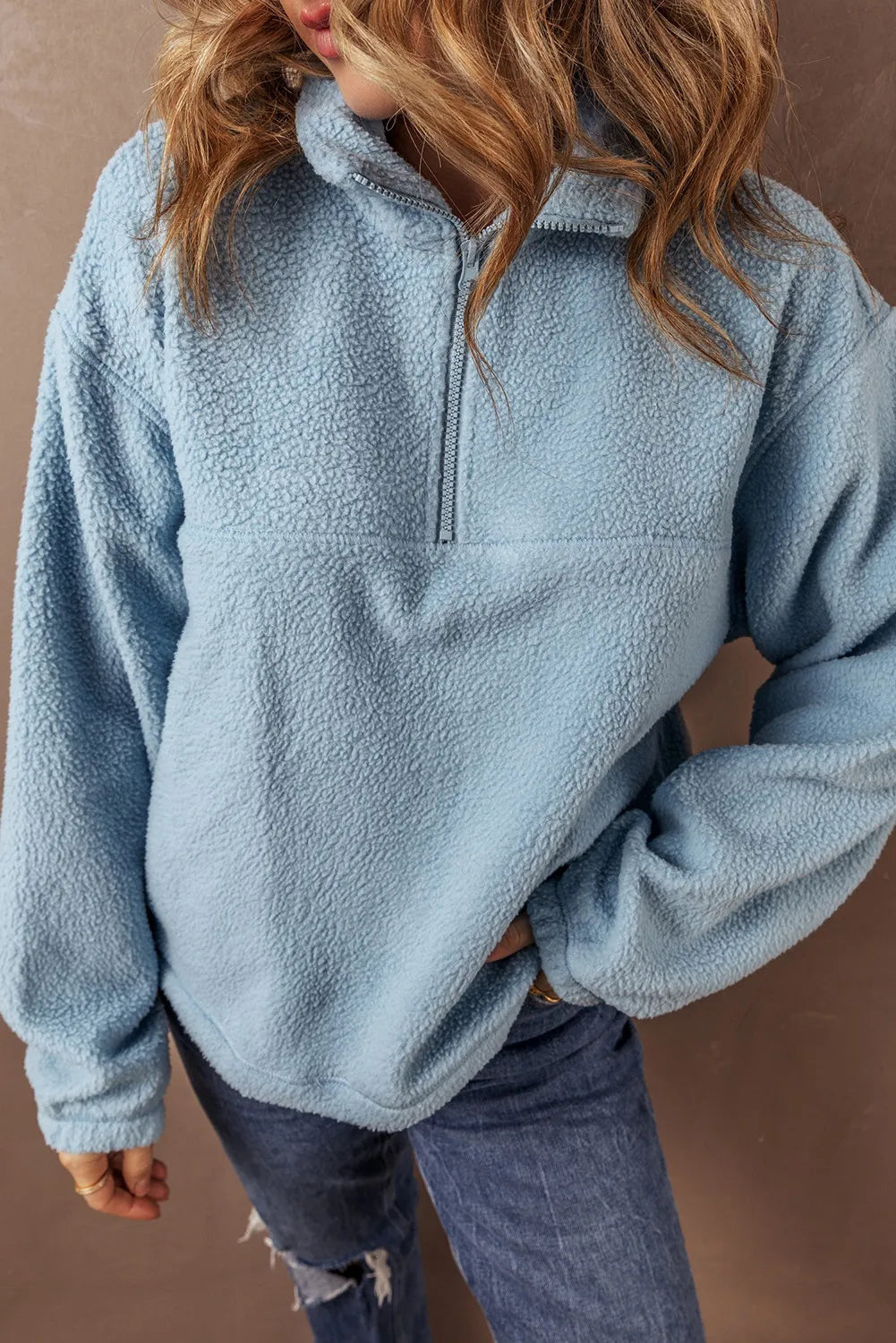 Stilla | Sweatjacke med lange ærmer og halvdelt lynlås