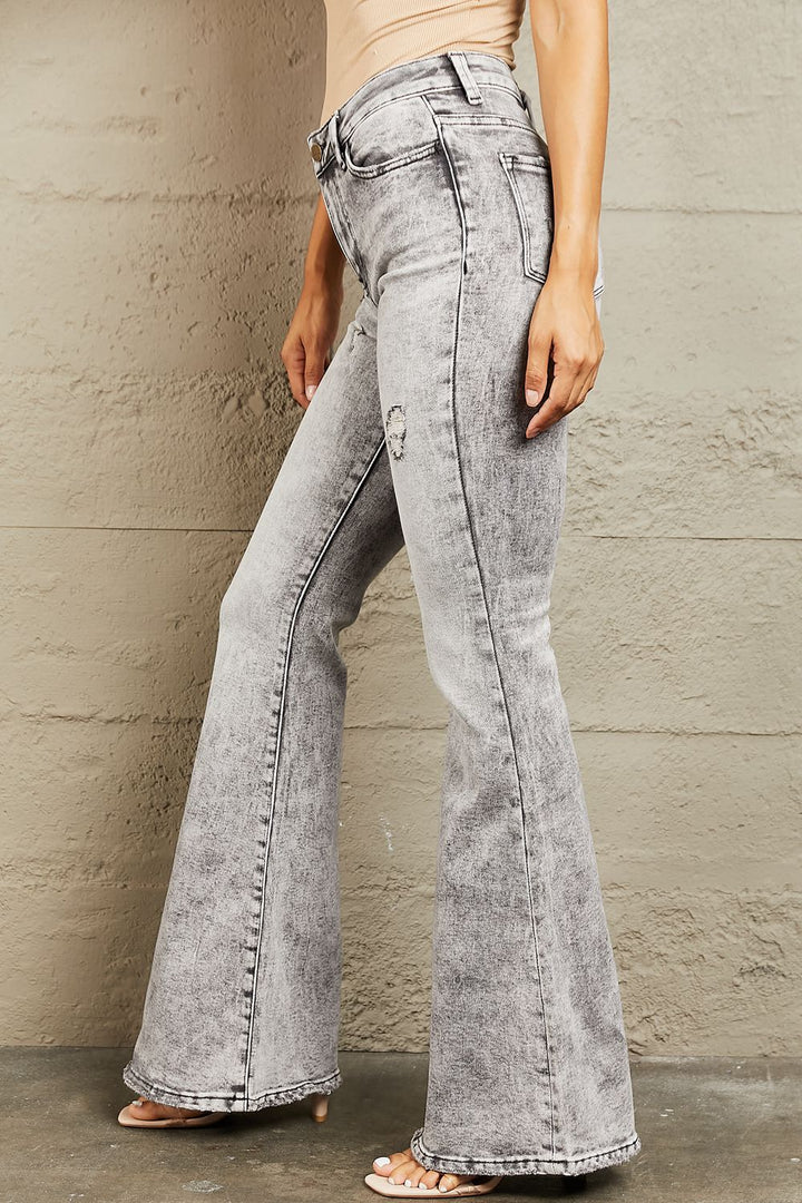 Stilla | Høj Talje Syre Vask Flare Jeans
