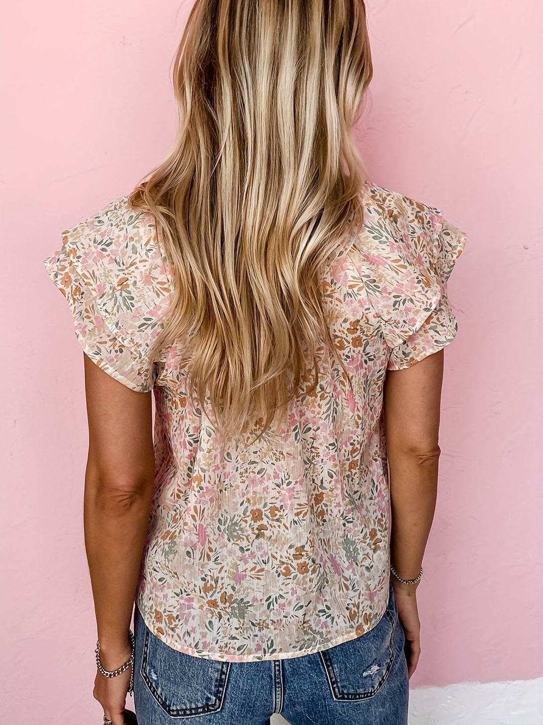 Stilla | Bluse med blomstermotiv og volanger