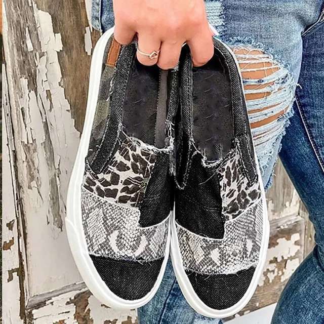 Dame Sneakers i trendy Patchwork-design Stilla