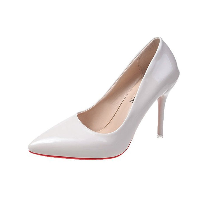 Dame High-Heel Pumps med skinnende overflade og spids design Stilla