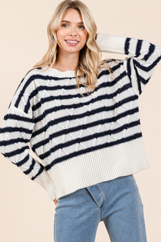 Stilla | Stribet Pullover Af Rudemæssigt Tøj