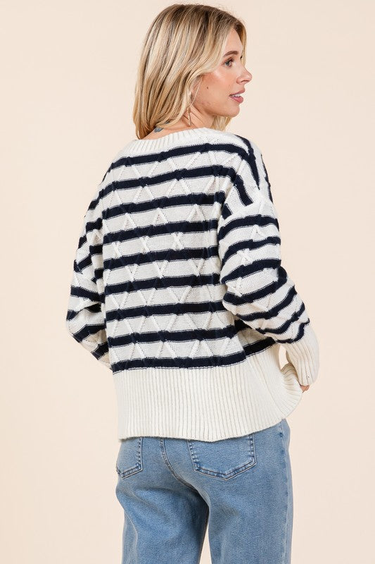 Stilla | Stribet Pullover Af Rudemæssigt Tøj