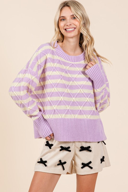 Stilla | Stribet Pullover Af Rudemæssigt Tøj