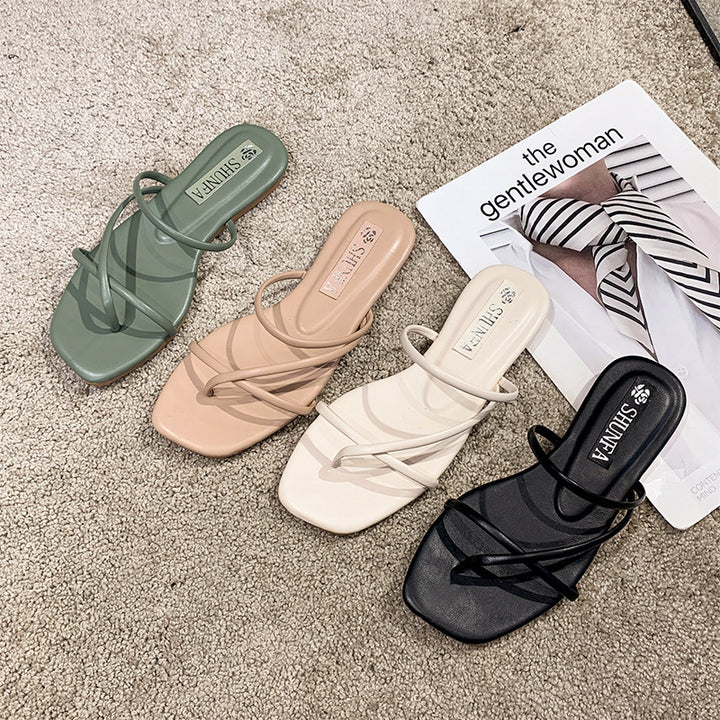Dame minimalistiske flip-flops med dobbelt remdesign og ergonomisk fodbede Stilla