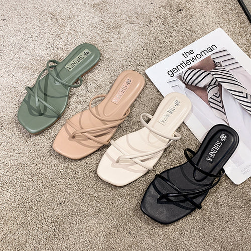 Dame minimalistiske flip-flops med dobbelt remdesign og ergonomisk fodbede Stilla