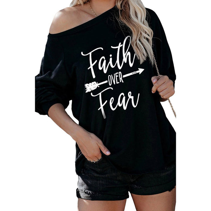 Kvinders off-shoulder sweatshirt med motiverende print Stilla