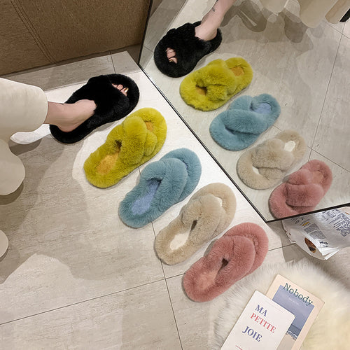 Dame fluffy indendørs sko med blød pelskant og komfortabel sål Stilla