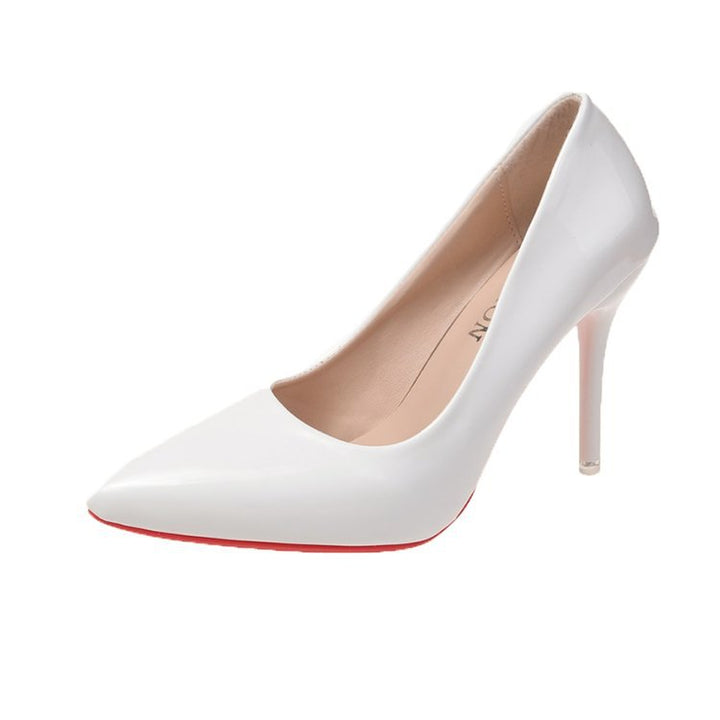 Dame High-Heel Pumps med skinnende overflade og spids design Stilla