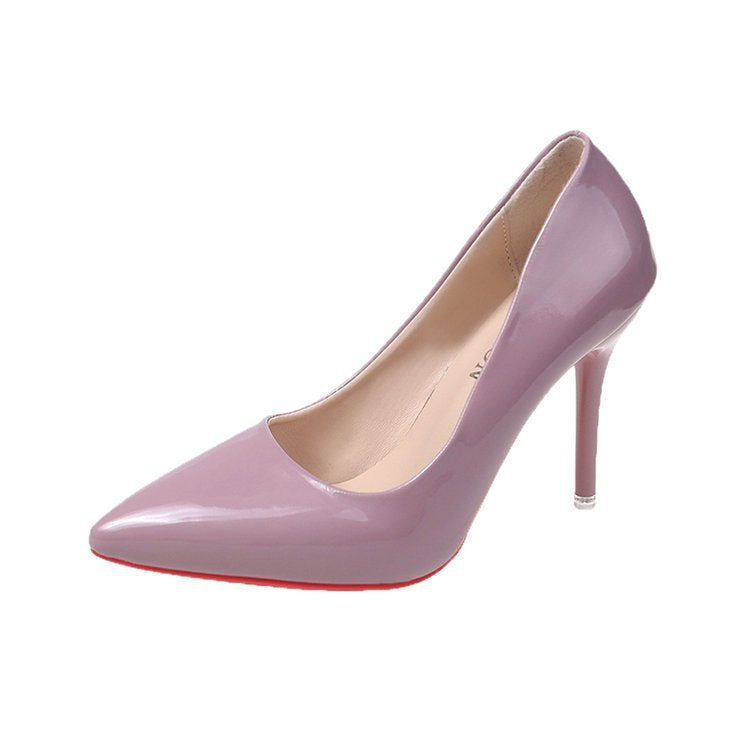 Dame High-Heel Pumps med skinnende overflade og spids design Stilla