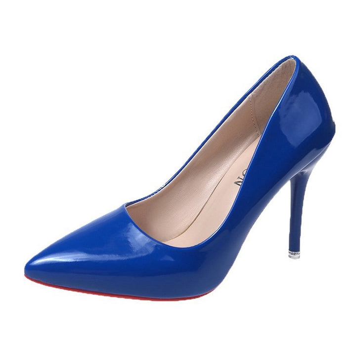 Dame High-Heel Pumps med skinnende overflade og spids design Stilla