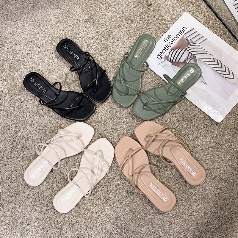 Dame minimalistiske flip-flops med dobbelt remdesign og ergonomisk fodbede Stilla