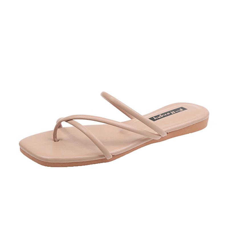Dame minimalistiske flip-flops med dobbelt remdesign og ergonomisk fodbede Stilla