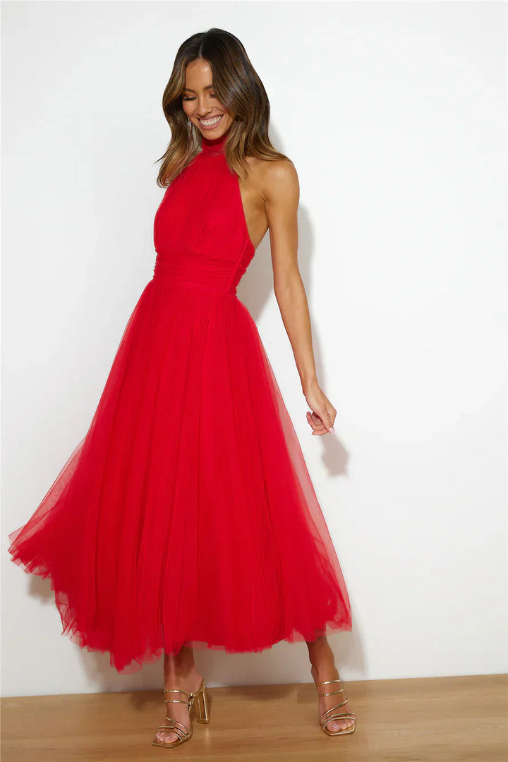 Stilla | Halter Tulle Mid Kjole