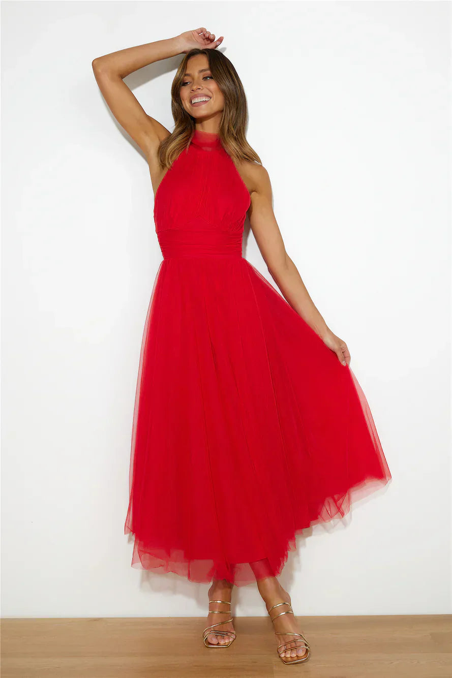 Stilla | Halter Tulle Mid Kjole