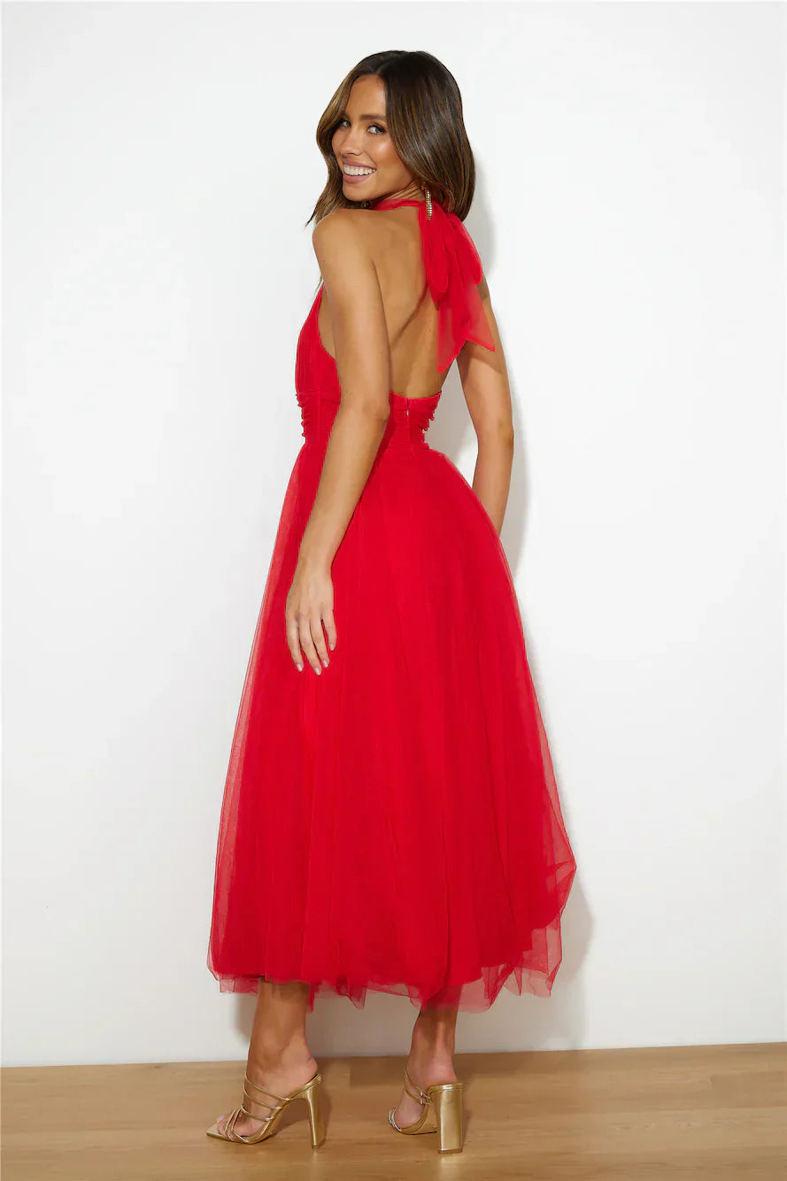 Stilla | Halter Tulle Mid Kjole