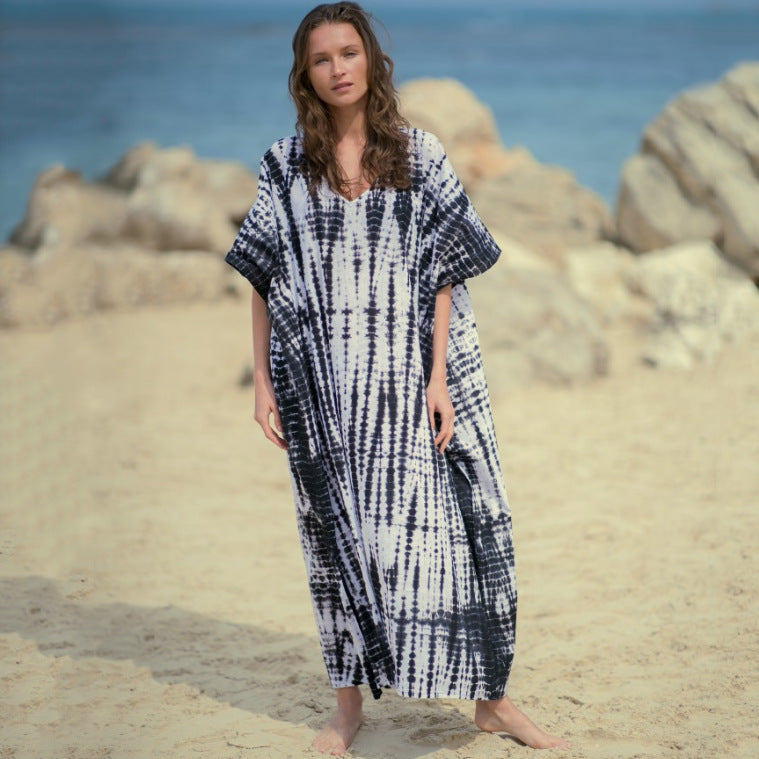 Dame Kaftan med moderne Tie-Dye-mønster og bred pasform Stilla