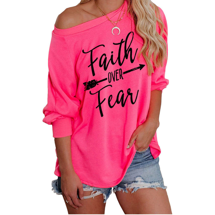 Kvinders off-shoulder sweatshirt med motiverende print Stilla
