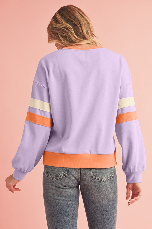 Stilla | Sved Patchwork Rib Med Overlappende Skuldre og V-hals