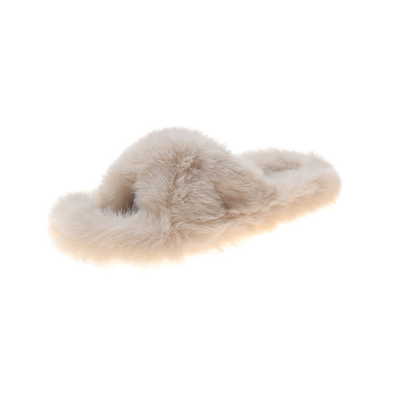 Dame fluffy indendørs sko med blød pelskant og komfortabel sål Stilla